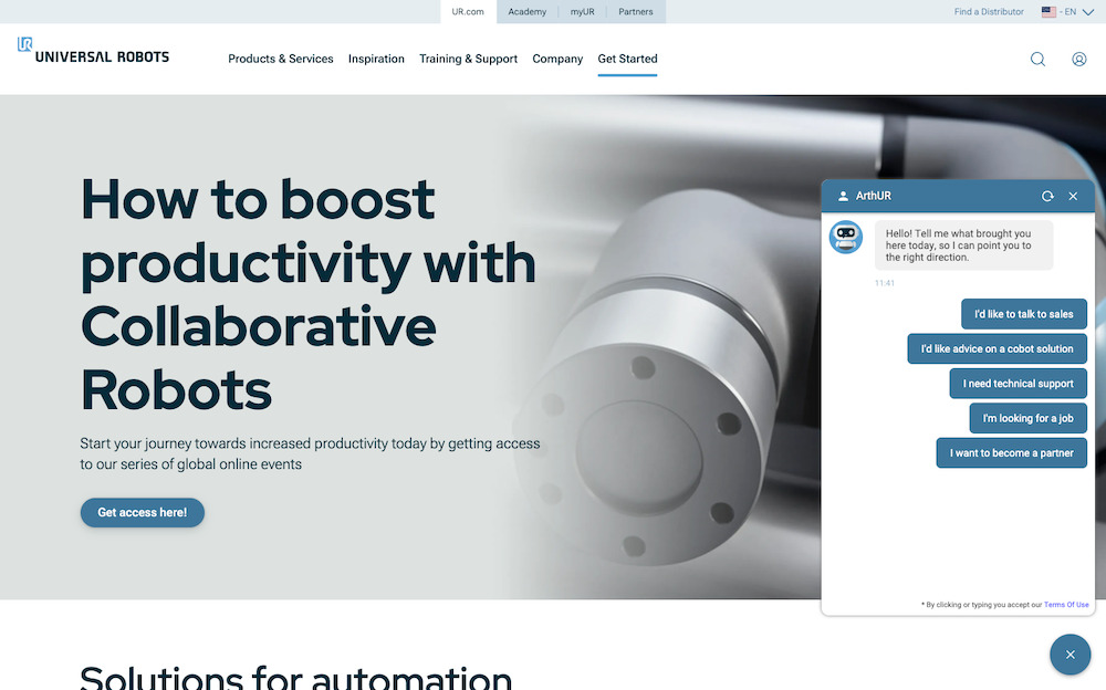 Collaborative robotic automation | Universal Robots Cobots
